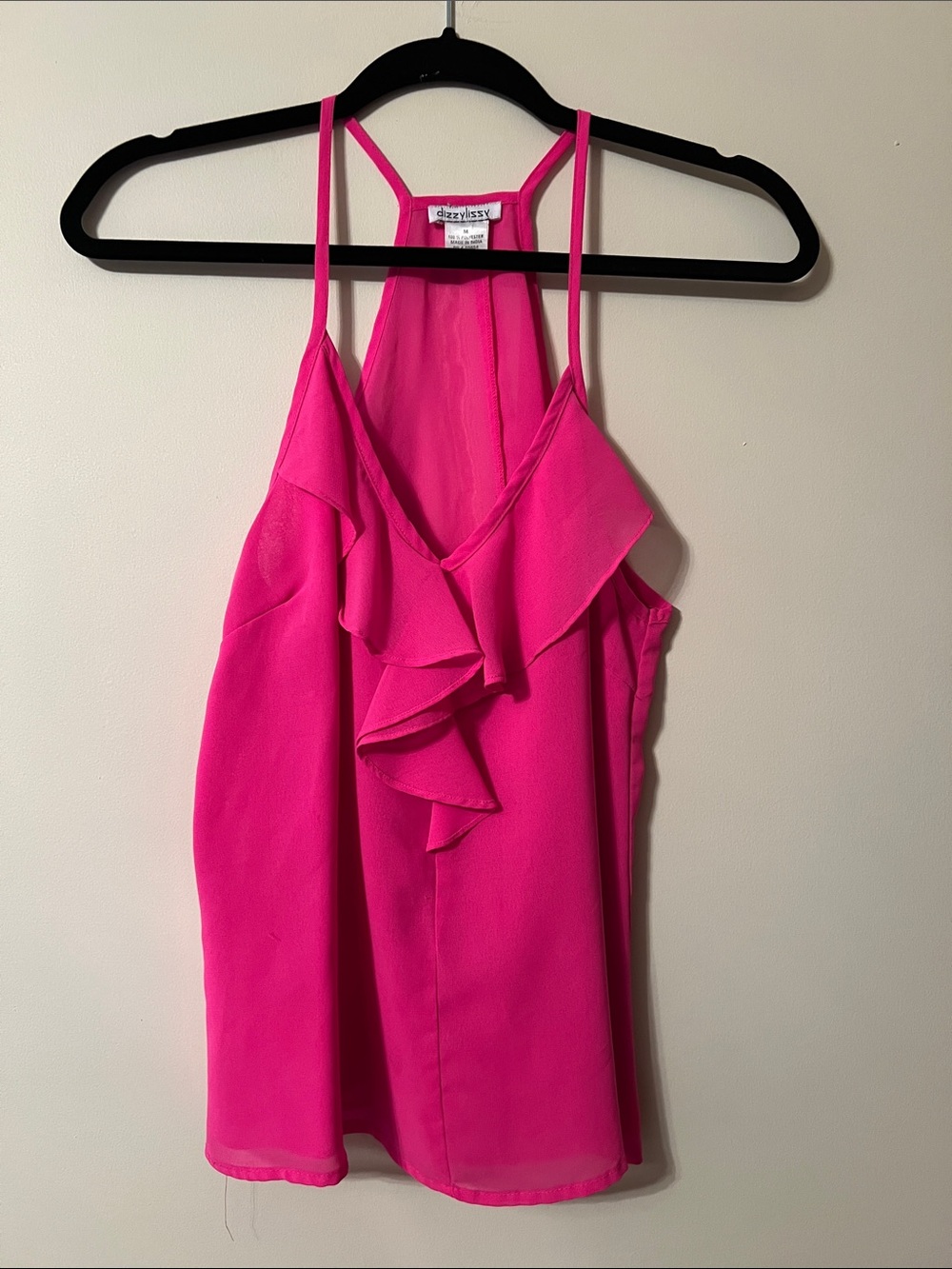 Mizzen+Main Hot Pink Ruffle Spaghetti-Strap Camisole